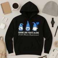 Gnome One Fights Alone Child Abuse Awareness Blue Ribbon Hoodie thumb 3