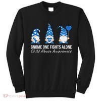 Gnome One Fights Alone Child Abuse Awareness Blue Ribbon Sweatshirt thumb 0