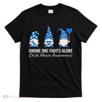 Gnome One Fights Alone Child Abuse Awareness Blue Ribbon T-Shirt thumb 0