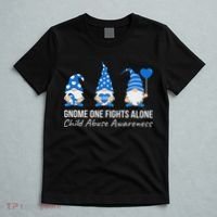 Gnome One Fights Alone Child Abuse Awareness Blue Ribbon T-Shirt thumb 5