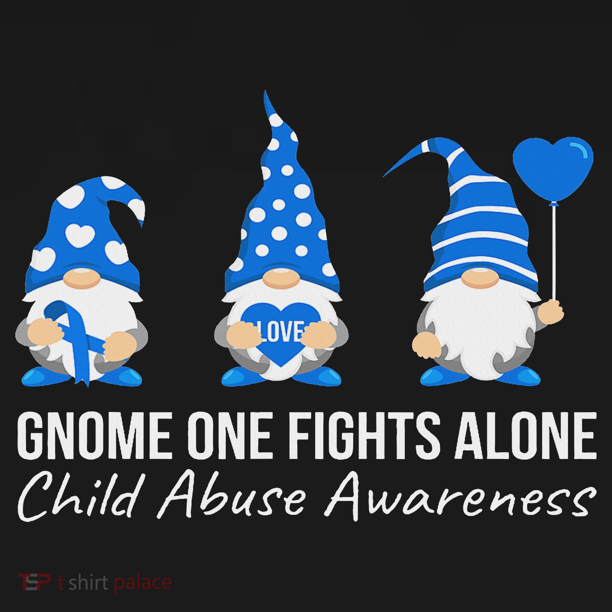 Gnome One Fights Alone Child Abuse Awareness Blue Ribbon Women's Hoodie