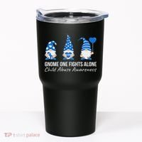 Gnome One Fights Alone Child Abuse Awareness Blue Ribbon Tumbler thumb 0