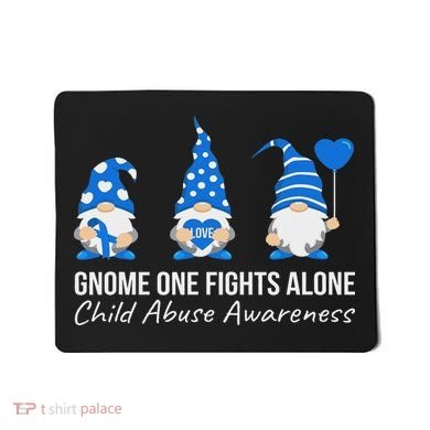 Gnome One Fights Alone Child Abuse Awareness Blue Ribbon Mousepad