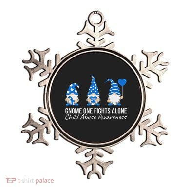 Gnome One Fights Alone Child Abuse Awareness Blue Ribbon Ornament