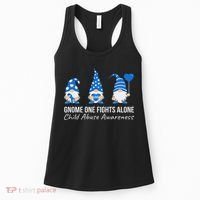 Gnome One Fights Alone Child Abuse Awareness Blue Ribbon Women's Tank Top thumb 0