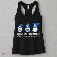 Gnome One Fights Alone Child Abuse Awareness Blue Ribbon Women's Tank Top thumb 3