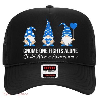 Gnome One Fights Alone Child Abuse Awareness Blue Ribbon Hat