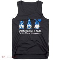 Gnome One Fights Alone Child Abuse Awareness Blue Ribbon Tank Top thumb 0