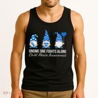 Gnome One Fights Alone Child Abuse Awareness Blue Ribbon Tank Top thumb 3