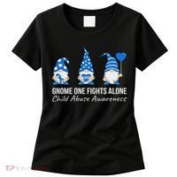 Gnome One Fights Alone Child Abuse Awareness Blue Ribbon Women's T-Shirt thumb 0