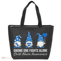 Gnome One Fights Alone Child Abuse Awareness Blue Ribbon Tote Bag thumb 0