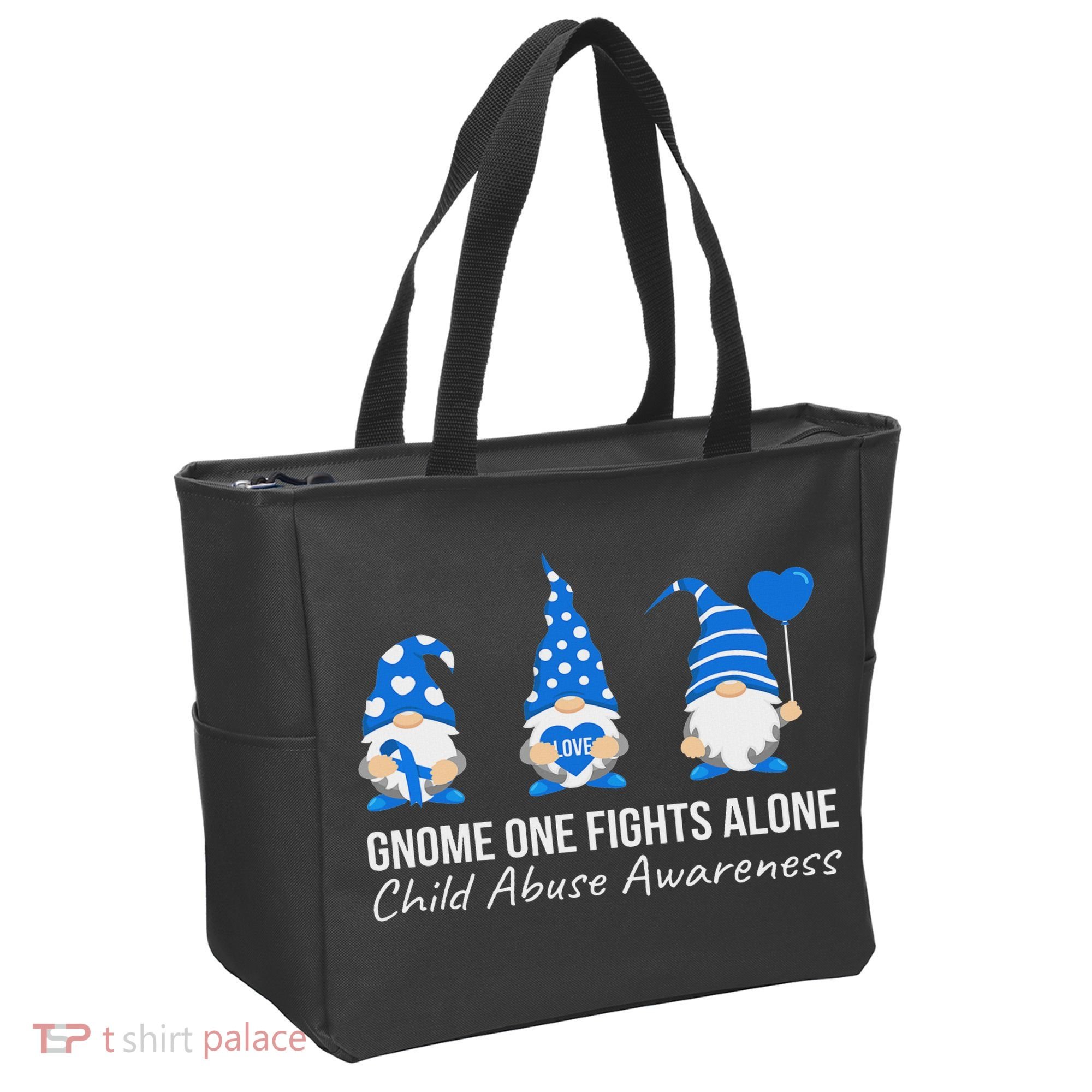 Gnome One Fights Alone Child Abuse Awareness Blue Ribbon Tote Bag