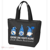 Gnome One Fights Alone Child Abuse Awareness Blue Ribbon Tote Bag thumb 3