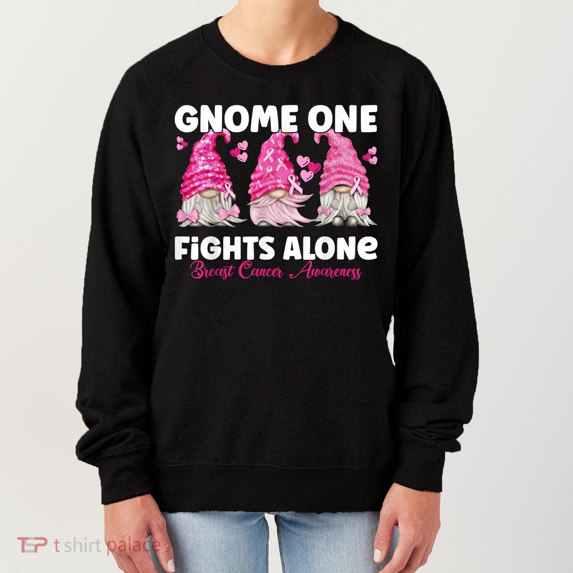 Gnome One Fights Alone Pink Breast Cancer Awareness Women's Sweatshirt
