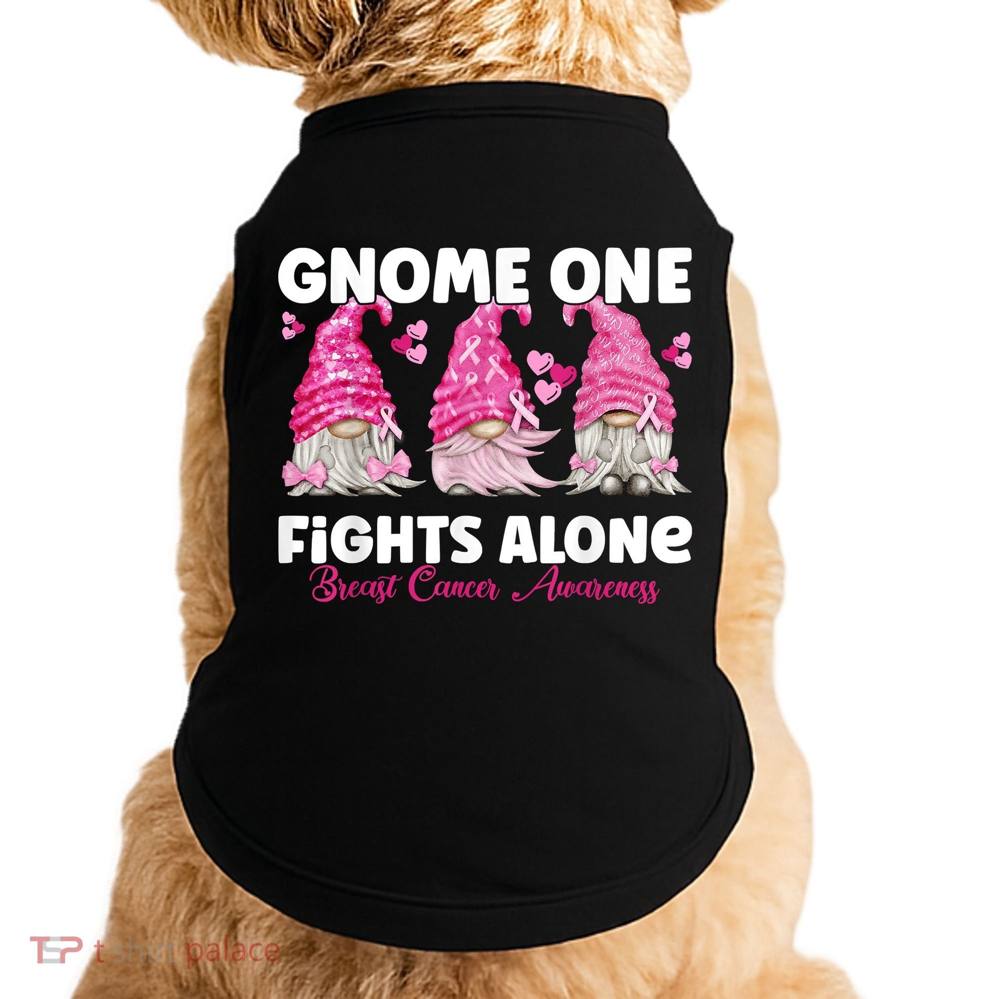 Gnome One Fights Alone Pink Breast Cancer Awareness Doggie Tank