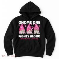 Gnome One Fights Alone Pink Breast Cancer Awareness Hoodie thumb 0