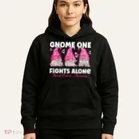 Gnome One Fights Alone Pink Breast Cancer Awareness Hoodie thumb 5