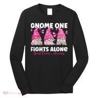 Gnome One Fights Alone Pink Breast Cancer Awareness Long Sleeve Shirt thumb 0