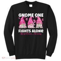 Gnome One Fights Alone Pink Breast Cancer Awareness Sweatshirt thumb 0