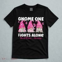 Gnome One Fights Alone Pink Breast Cancer Awareness T-Shirt thumb 5