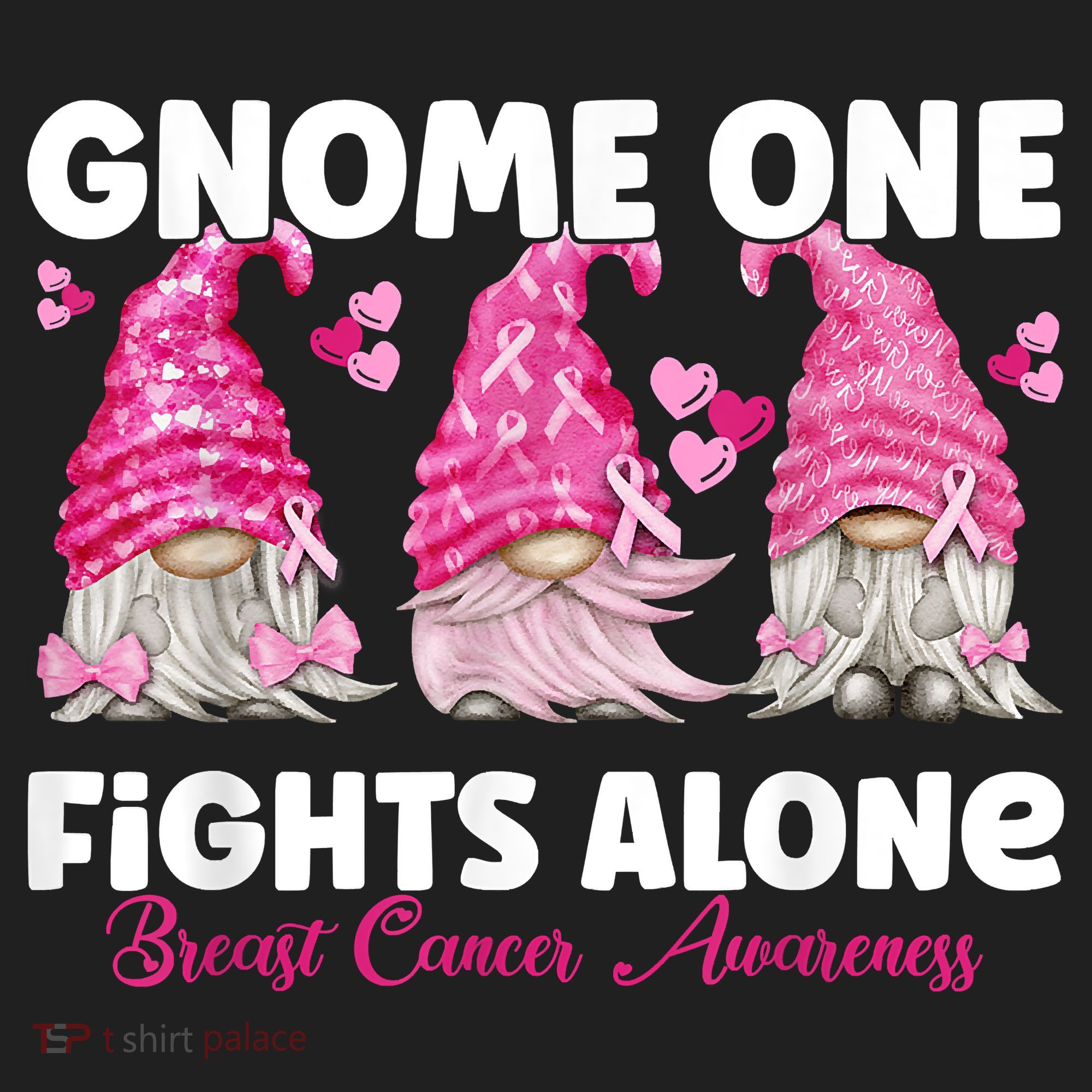 Gnome One Fights Alone Pink Breast Cancer Awareness Beanie