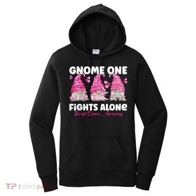 Gnome One Fights Alone Pink Breast Cancer Awareness Women's Hoodie