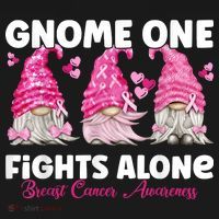 Gnome One Fights Alone Pink Breast Cancer Awareness Women's Hoodie thumb 2