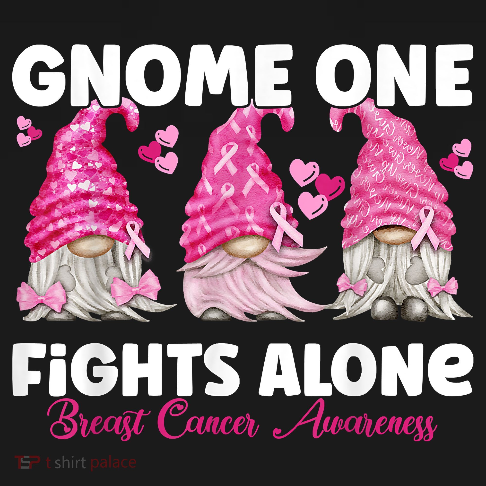 Gnome One Fights Alone Pink Breast Cancer Awareness Women's Hoodie