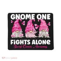 Gnome One Fights Alone Pink Breast Cancer Awareness Mousepad thumb 0