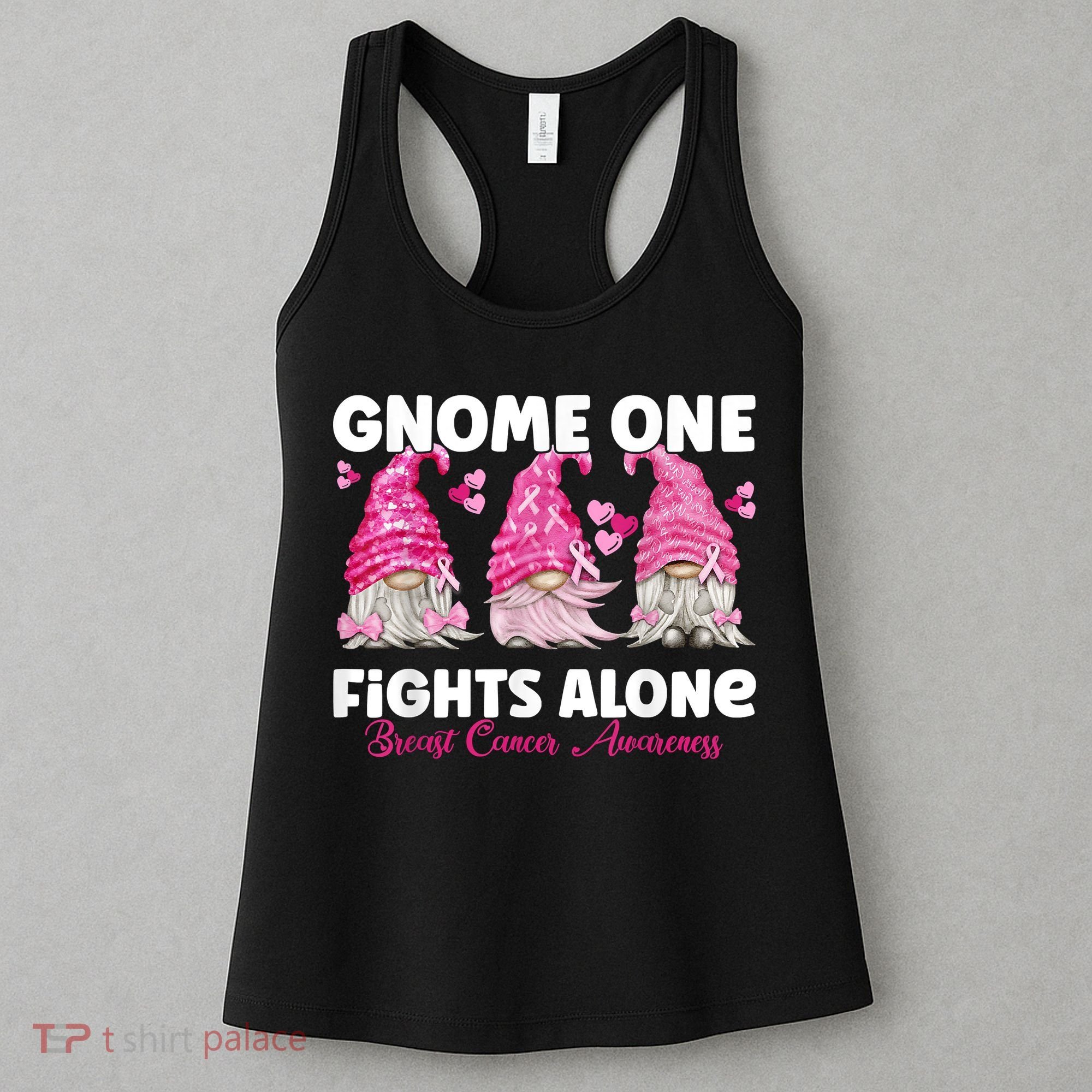 Gnome One Fights Alone Pink Breast Cancer Awareness Women's Tank Top