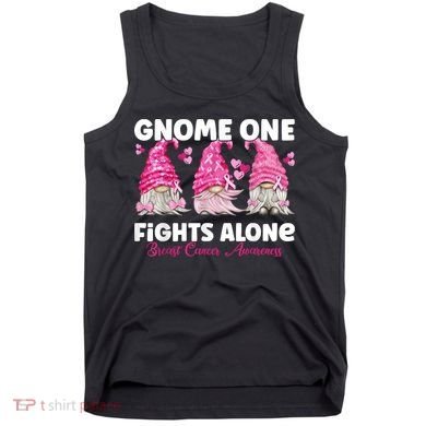 Gnome One Fights Alone Pink Breast Cancer Awareness Tank Top