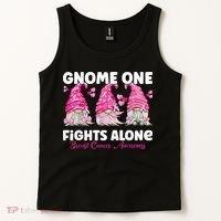 Gnome One Fights Alone Pink Breast Cancer Awareness Tank Top thumb 2