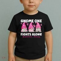 Gnome One Fights Alone Pink Breast Cancer Awareness Toddler T-Shirt thumb 2