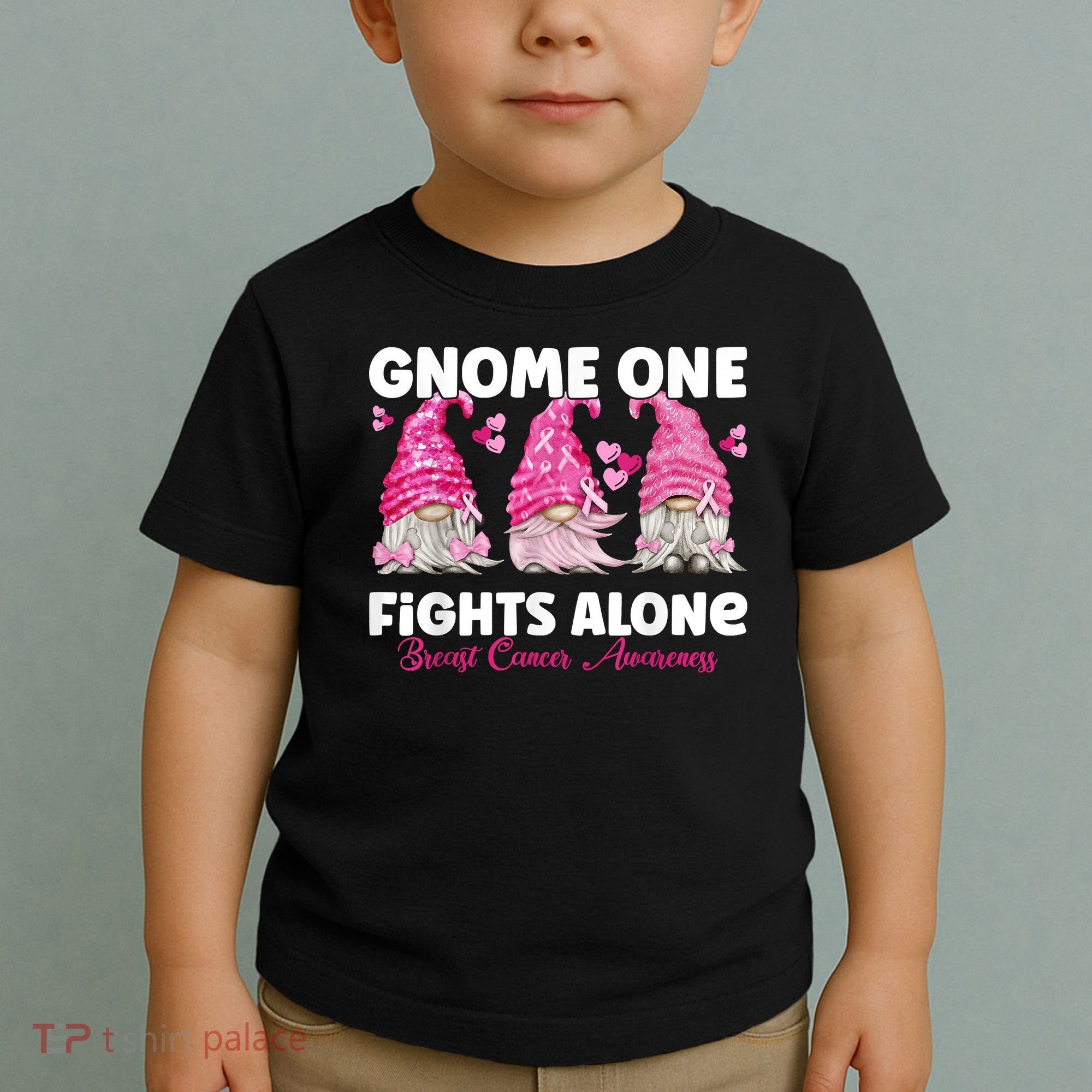 Gnome One Fights Alone Pink Breast Cancer Awareness Toddler T-Shirt