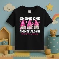Gnome One Fights Alone Pink Breast Cancer Awareness Toddler T-Shirt thumb 3