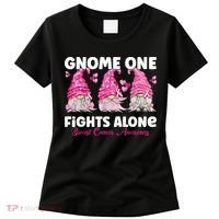 Gnome One Fights Alone Pink Breast Cancer Awareness Women's T-Shirt thumb 0