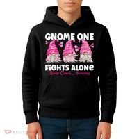 Gnome One Fights Alone Pink Breast Cancer Awareness Kids Hoodie thumb 4