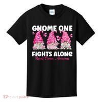Gnome One Fights Alone Pink Breast Cancer Awareness Kids T-Shirt thumb 0