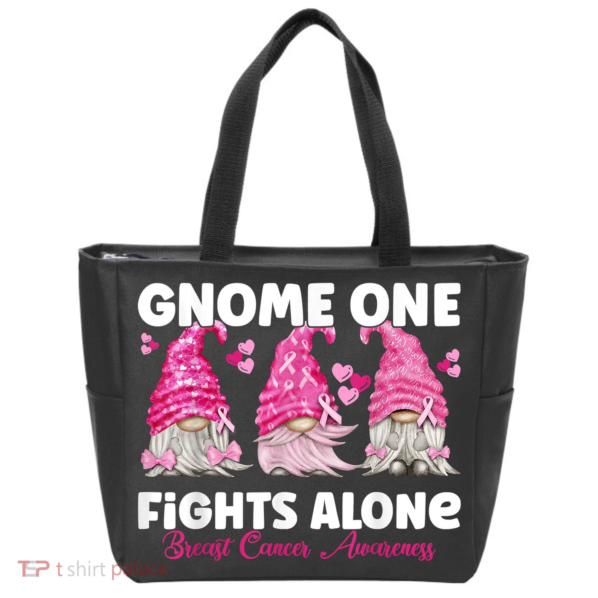 Gnome One Fights Alone Pink Breast Cancer Awareness Tote Bag