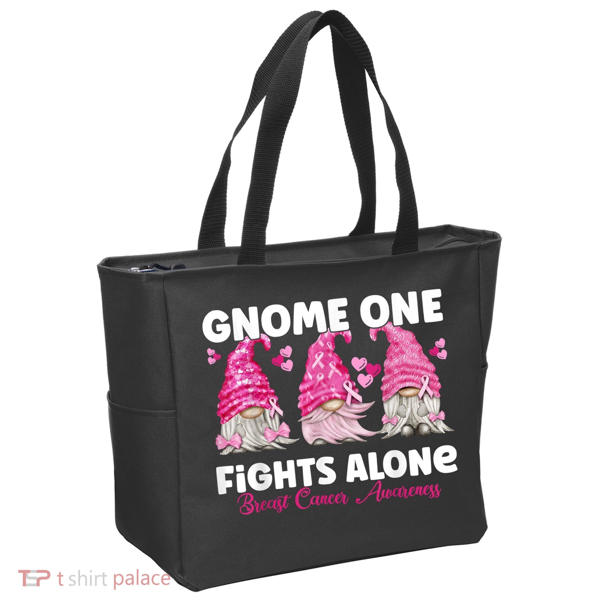 Gnome One Fights Alone Pink Breast Cancer Awareness Tote Bag