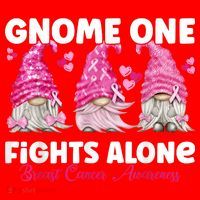 Gnome One Fights Alone Pink Breast Cancer Awareness Santa Hat thumb 1