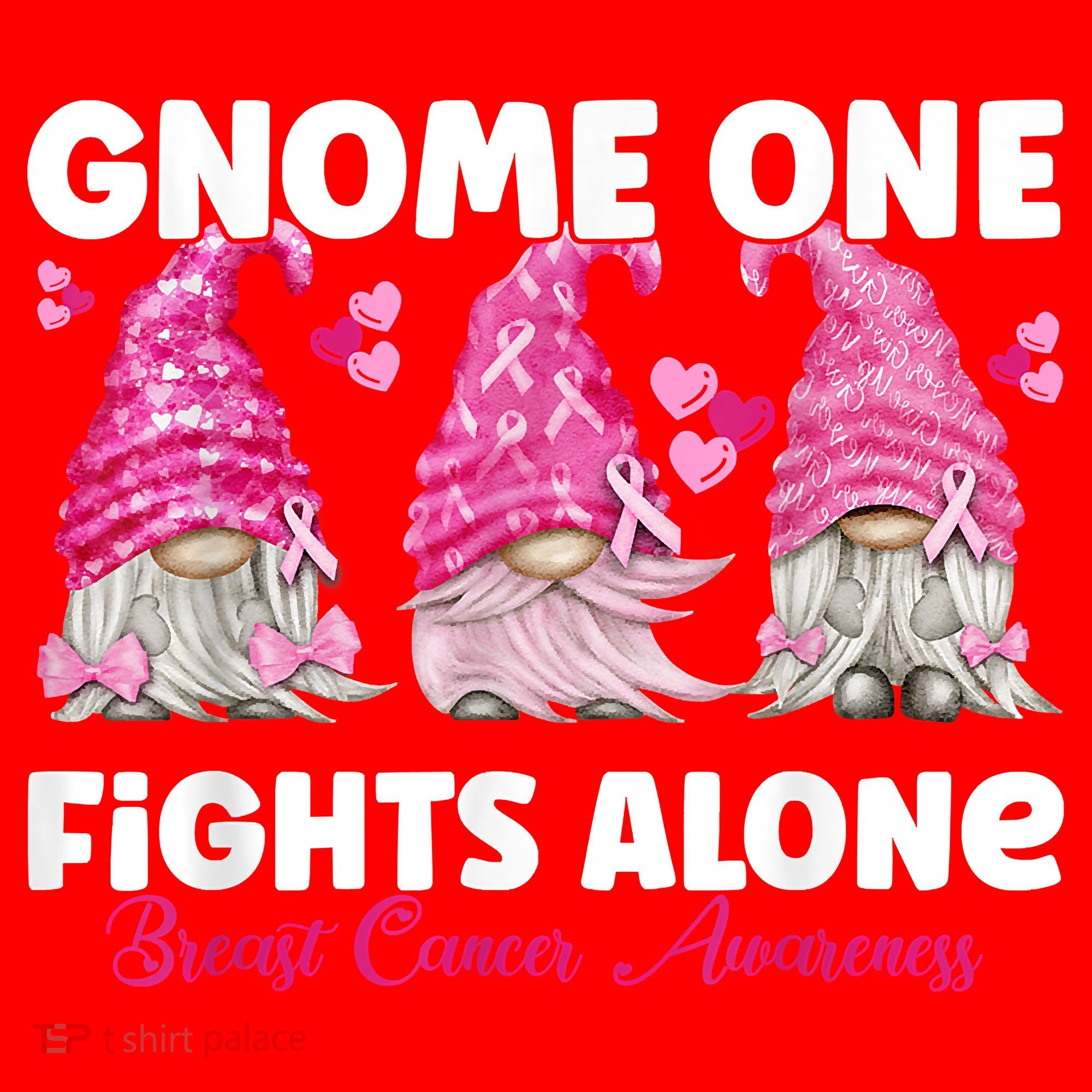 Gnome One Fights Alone Pink Breast Cancer Awareness Santa Hat
