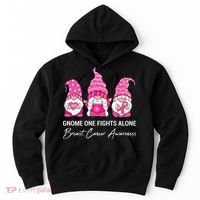 Gnomes One Fight Alone Pink Ribbon Breast Cancer Hoodie thumb 0