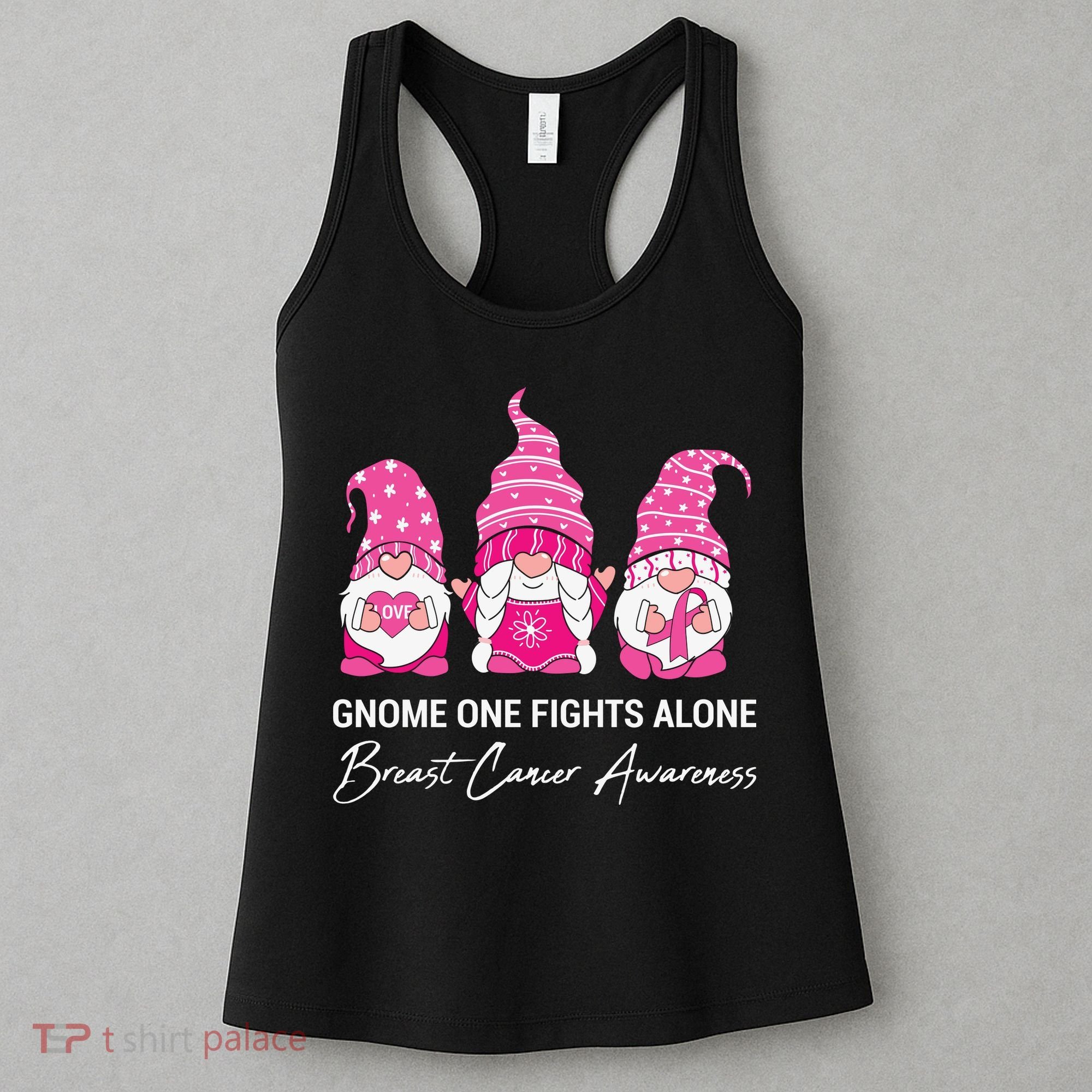 Gnomes One Fight Alone Pink Ribbon Breast Cancer Women's Tank Top