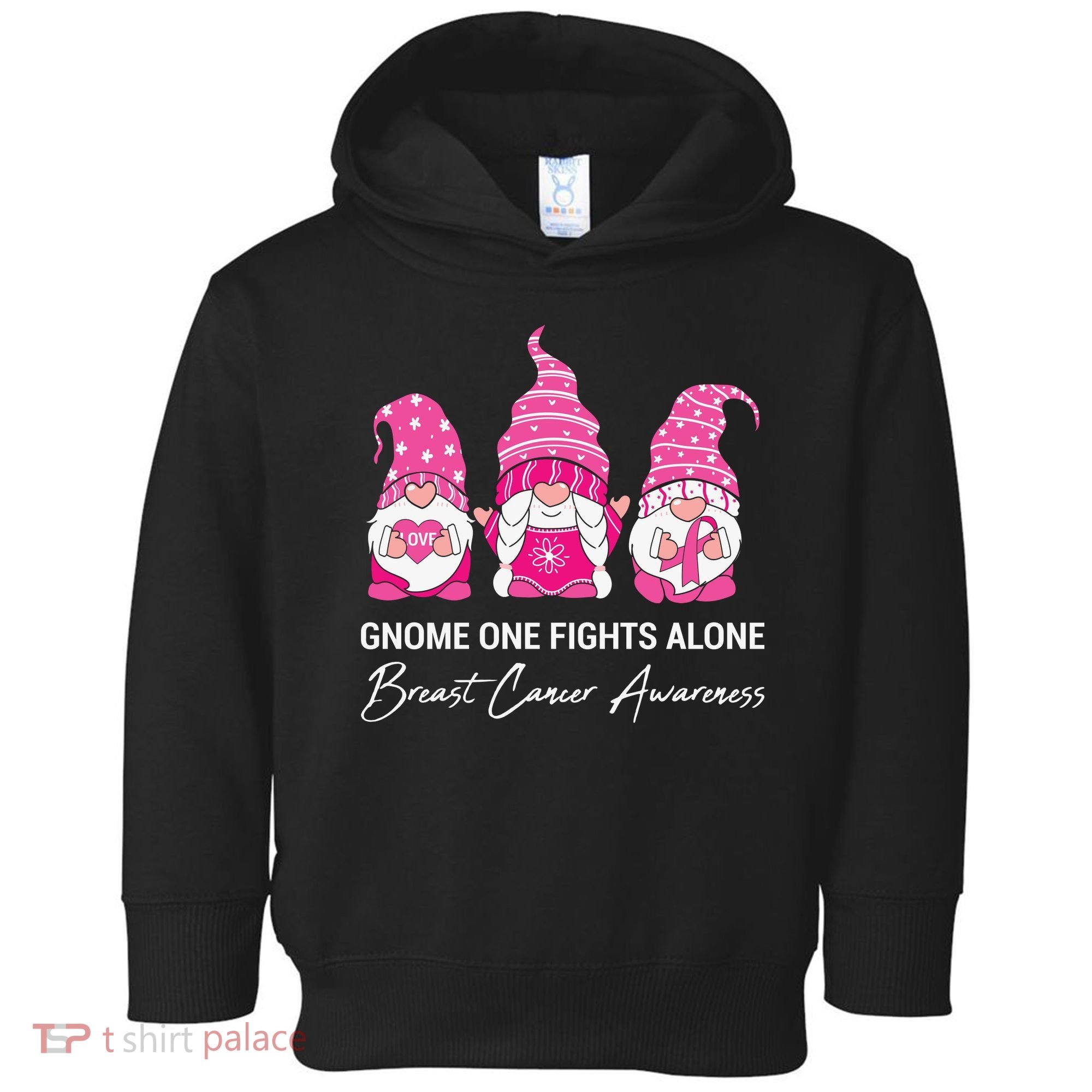 Gnomes One Fight Alone Pink Ribbon Breast Cancer Toddler Hoodie