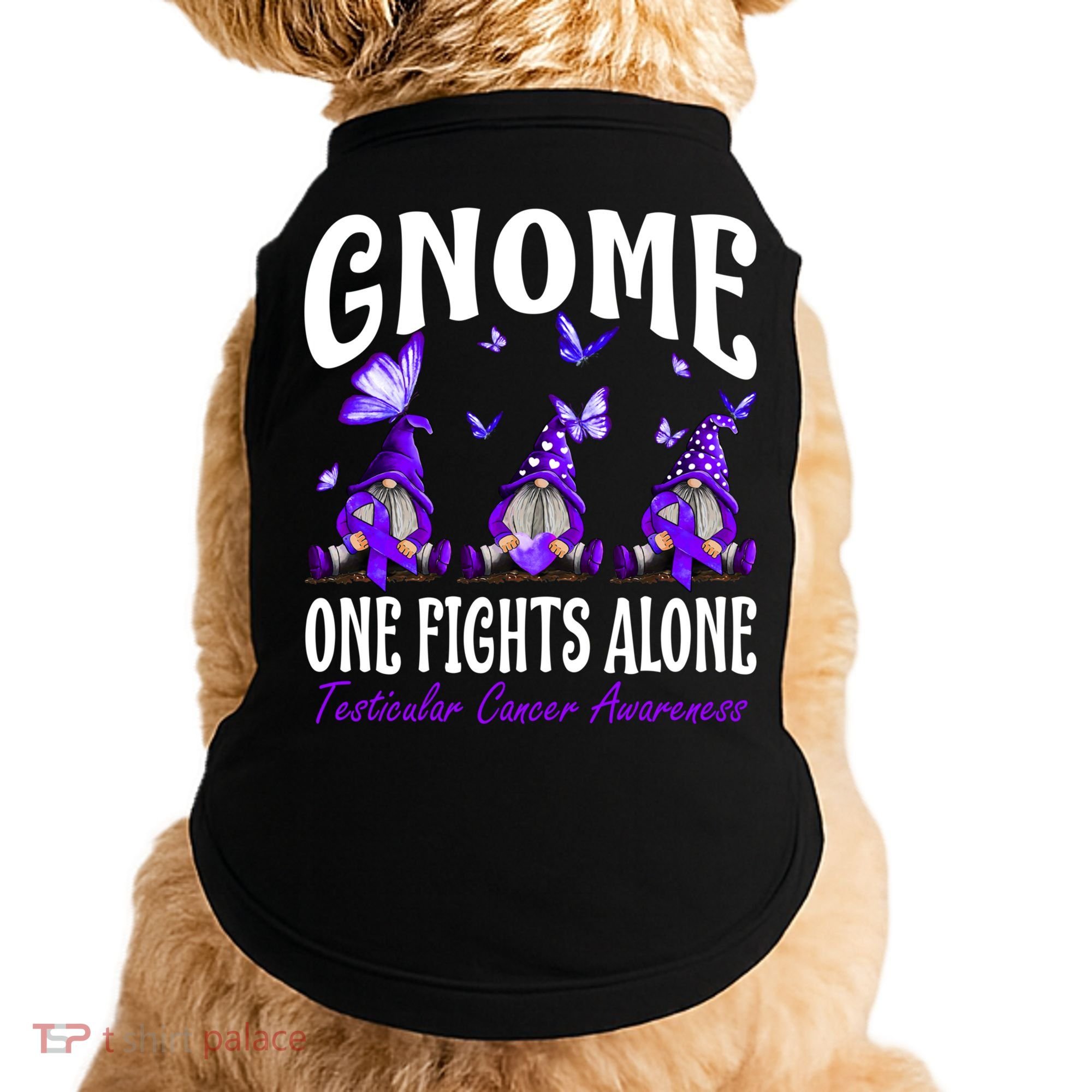Gnome One Fights Alone Testicular Cancer Awareness Cute Gift Doggie Tank