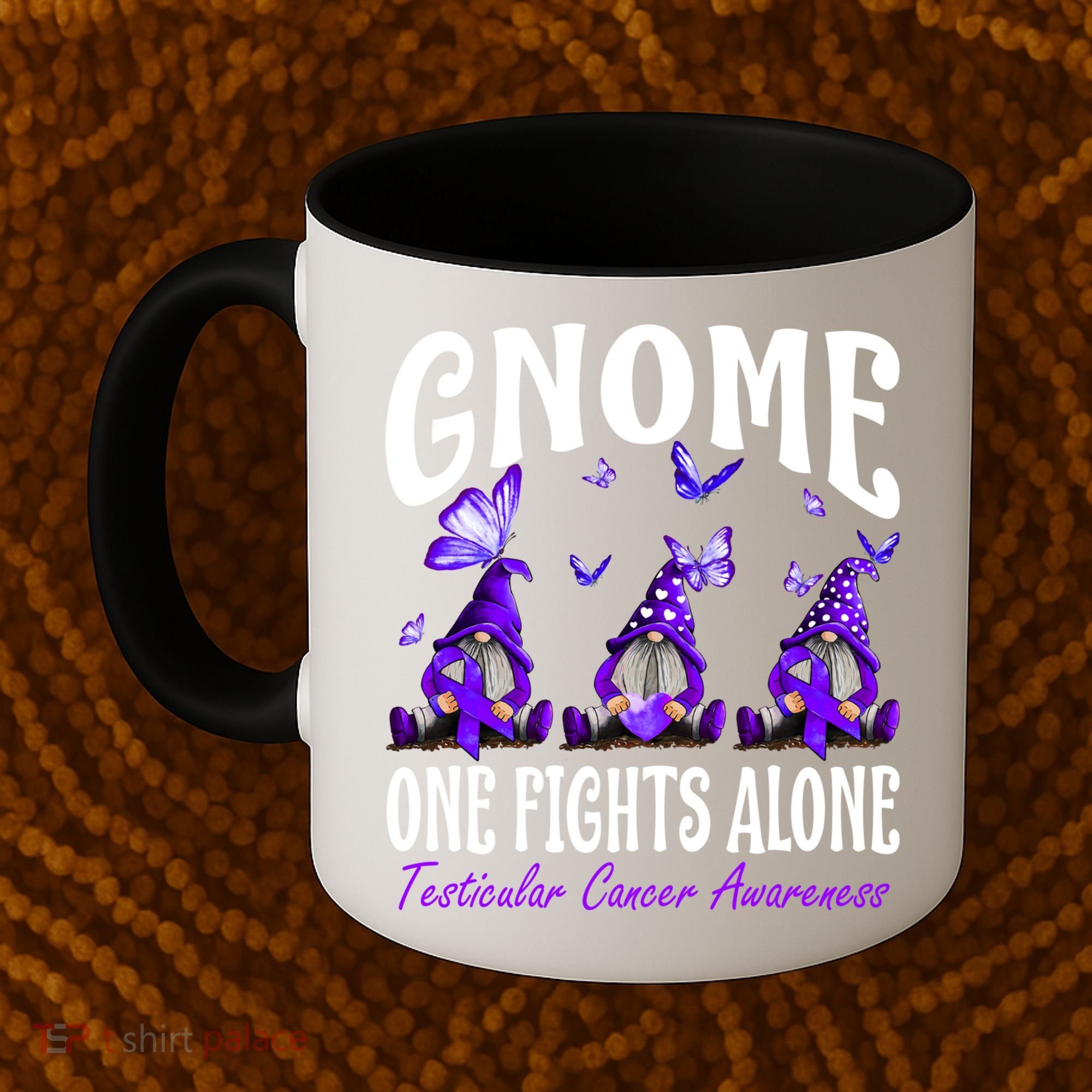 Gnome One Fights Alone Testicular Cancer Awareness Cute Gift Coffee Mug