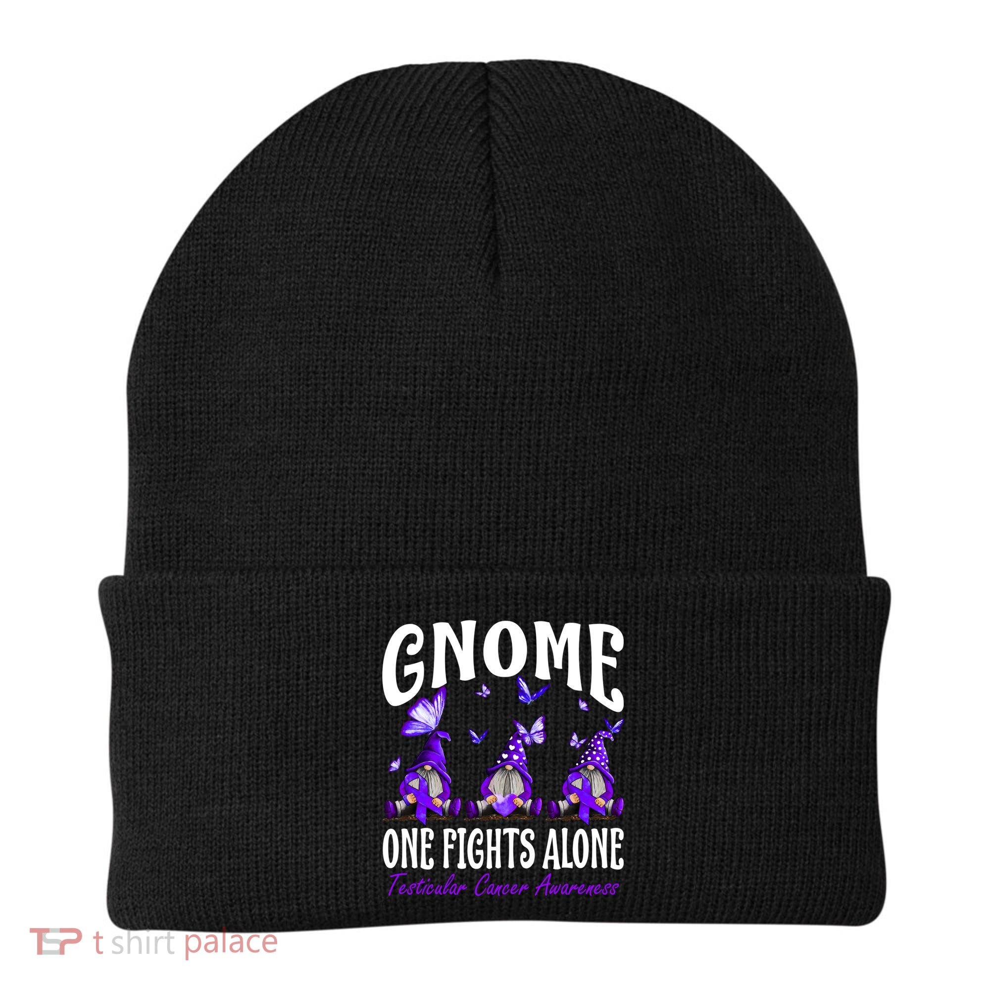 Gnome One Fights Alone Testicular Cancer Awareness Cute Gift Beanie