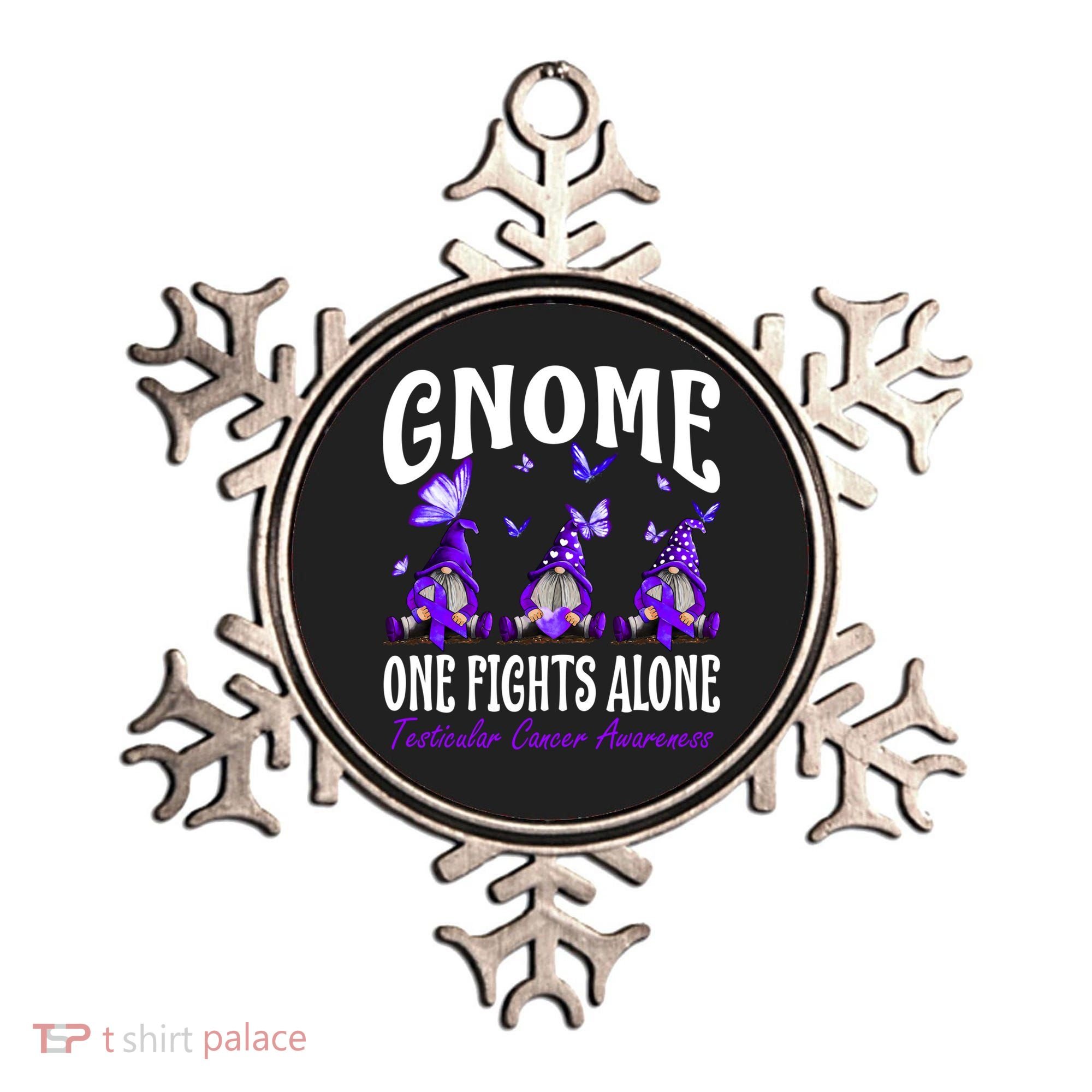 Gnome One Fights Alone Testicular Cancer Awareness Cute Gift Ornament