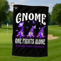 Gnome One Fights Alone Testicular Cancer Awareness Cute Gift Golf Towel thumb 1